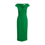 Safiyaa Klea Midi Dress In Blade Green -  - Demi-Couture Evening Wear at Coveti