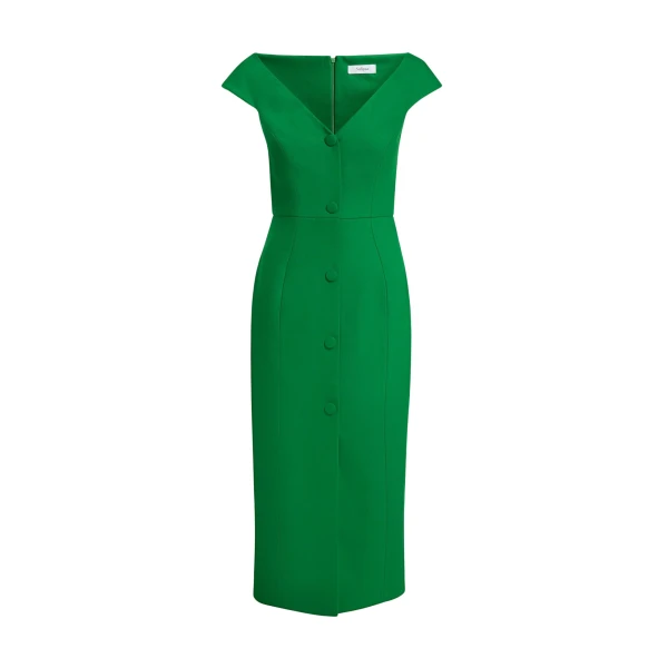 Safiyaa Klea Midi Dress In Blade Green -  - Demi-Couture Evening Wear at Coveti