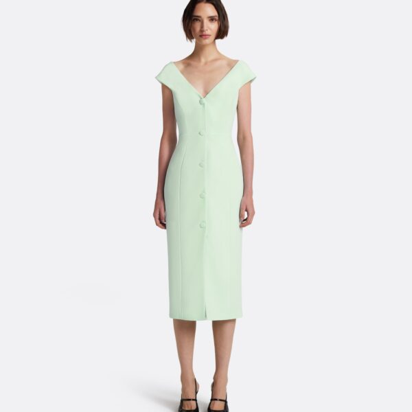 Safiyaa Klea Midi Dress In Sea Glass -  - Demi-Couture Evening Wear at Coveti
