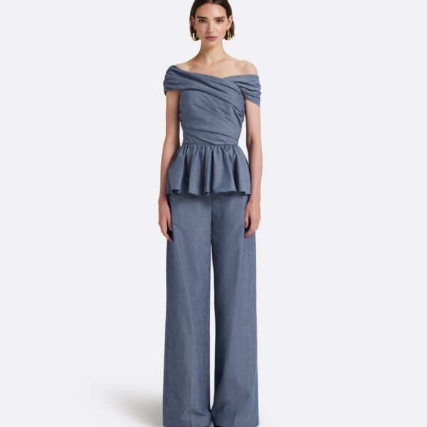 Safiyaa Melanie Top In Blue Blend -  - Demi-Couture Evening Wear at Coveti