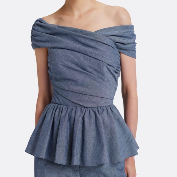 Safiyaa Melanie Top In Blue Blend -  - Demi-Couture Evening Wear at Coveti