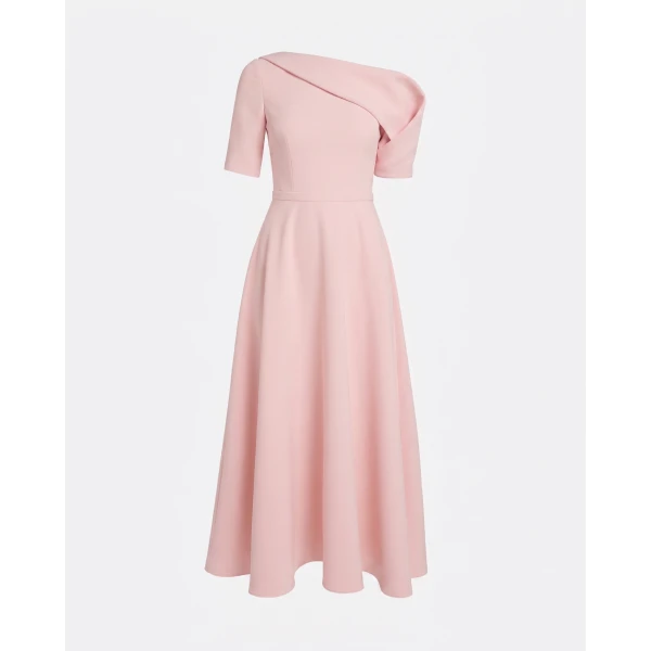 Safiyaa Melinda Midi Dress In Lychee -  - Demi-Couture Evening Wear at Coveti