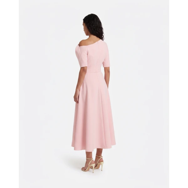 Safiyaa Melinda Midi Dress In Lychee -  - Demi-Couture Evening Wear at Coveti