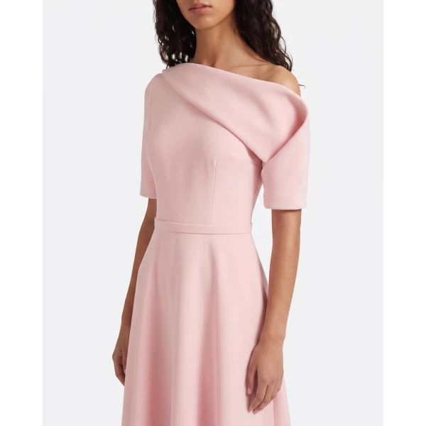 Safiyaa Melinda Midi Dress In Lychee -  - Demi-Couture Evening Wear at Coveti