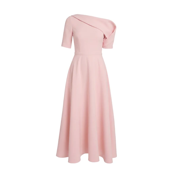 Safiyaa Melinda Midi Dress In Lychee -  - Demi-Couture Evening Wear at Coveti