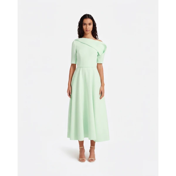 Safiyaa Melinda Midi Dress In Sea Glass -  - Demi-Couture Evening Wear at Coveti