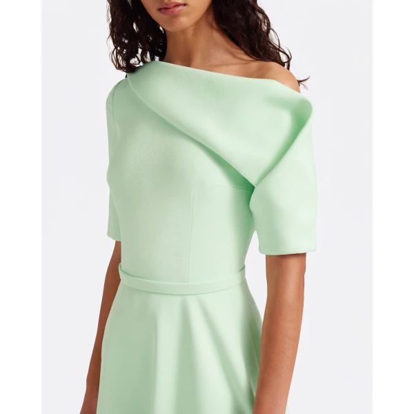 Safiyaa Melinda Midi Dress In Sea Glass -  - Demi-Couture Evening Wear at Coveti