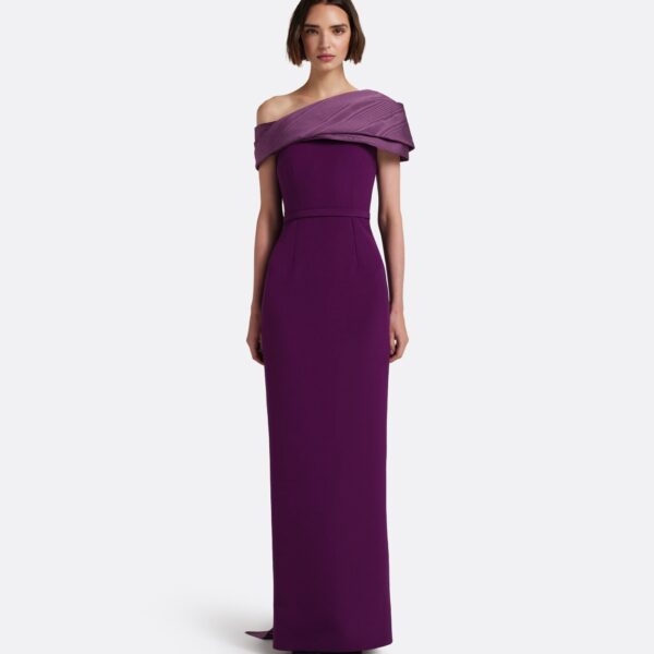 Safiyaa Phira Long Dress In Currant -  - Demi-Couture Evening Wear at Coveti