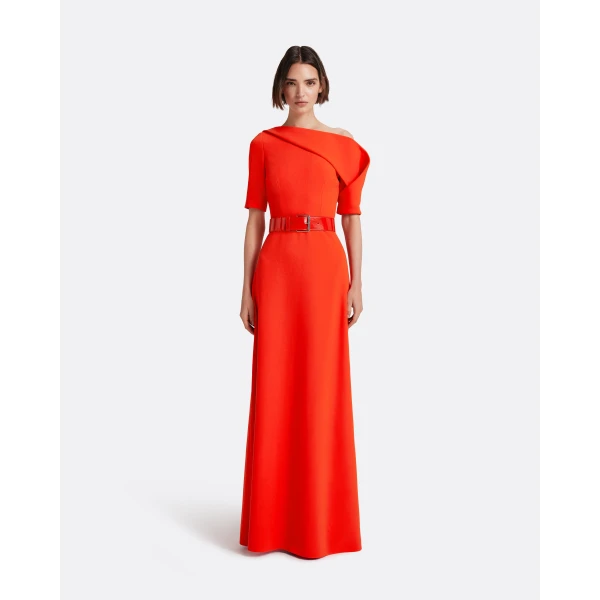 Safiyaa Stephanie Long Dress In Apple Red, view 2