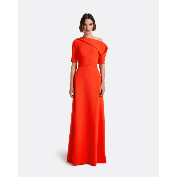Safiyaa Stephanie Long Dress In Apple Red, view 3
