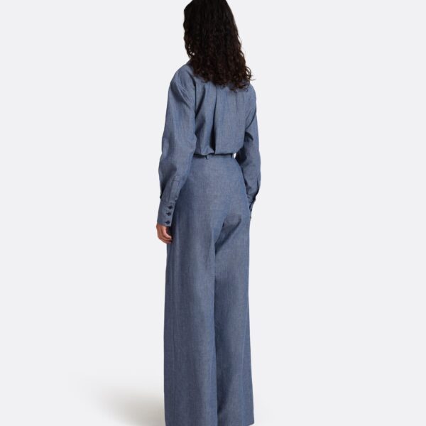 Safiyaa Touca Trouser In Blue Blend -  - Demi-Couture Evening Wear at Coveti
