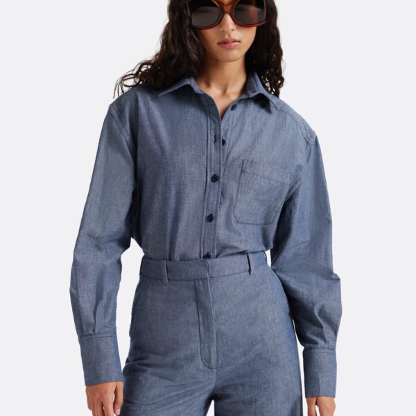 Safiyaa Touca Trouser In Blue Blend -  - Demi-Couture Evening Wear at Coveti