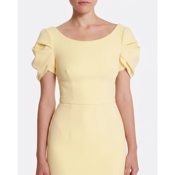 Safiyaa Vanna Long Dress In Pale Yellow -  - Demi-Couture Evening Wear at Coveti
