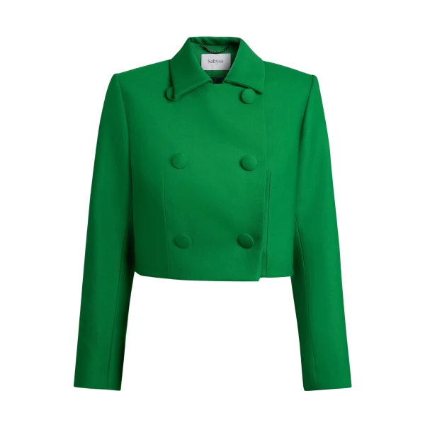 Safiyaa Yui Jacket In Blade Green -  - Demi-Couture Evening Wear at Coveti