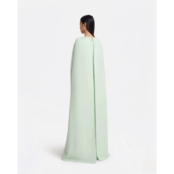 Safiyaa Yuna Long Dress In Sea Glass With Silver -  - Demi-Couture Evening Wear at Coveti