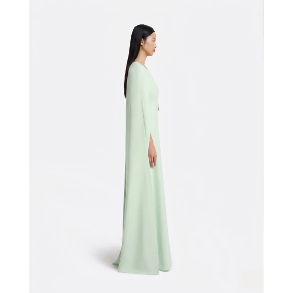 Safiyaa Yuna Long Dress In Sea Glass With Silver -  - Demi-Couture Evening Wear at Coveti