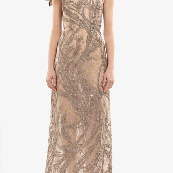 Asymmetrical Embroidered Dress With Bow - Image 5