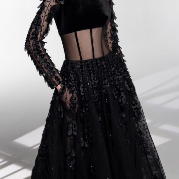 Beaded Hearts Dress With Velvet Top - Image 6