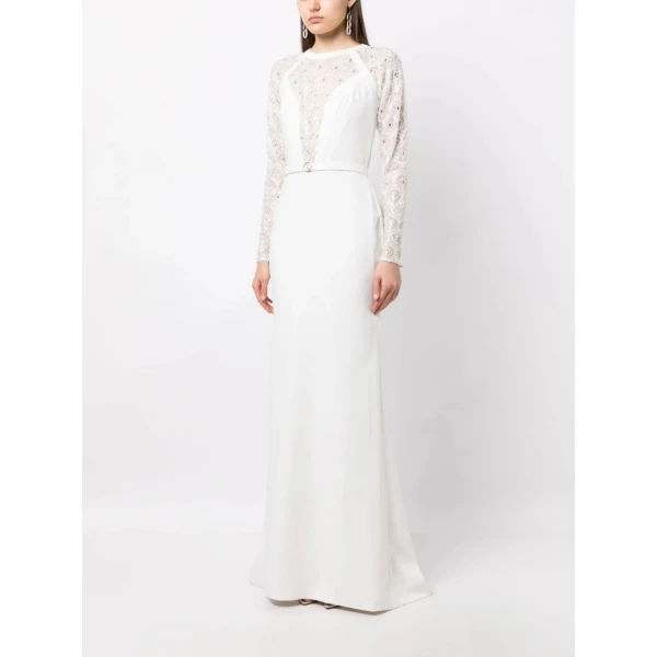 Saiid Kobeisy Beaded Long Crepe Dress, view 2