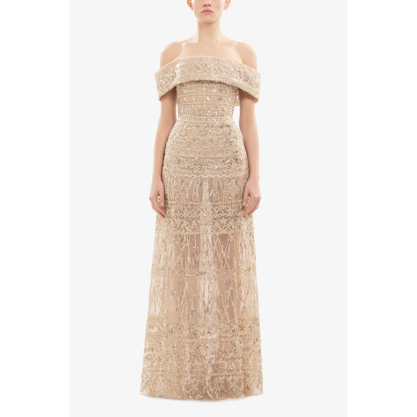 Saiid Kobeisy Beaded Tulle Dress, view 2