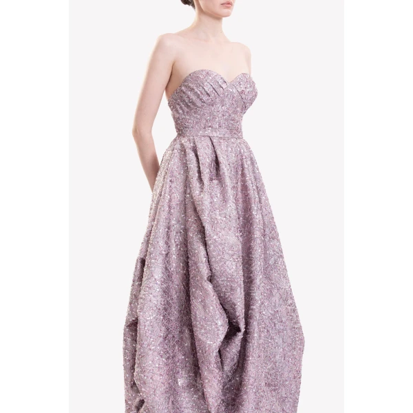 Saiid Kobeisy Brocade High-Low Dress, view 4
