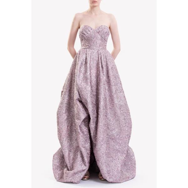Saiid Kobeisy Brocade High-Low Dress, view 5