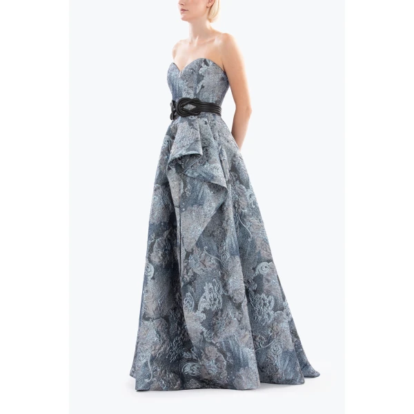 Saiid Kobeisy Brocade Long Dress, view 6