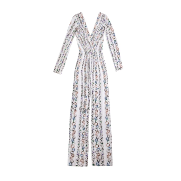 Saiid Kobeisy Canton Crepe Beaded Jumpsuit With A Wrapped Top