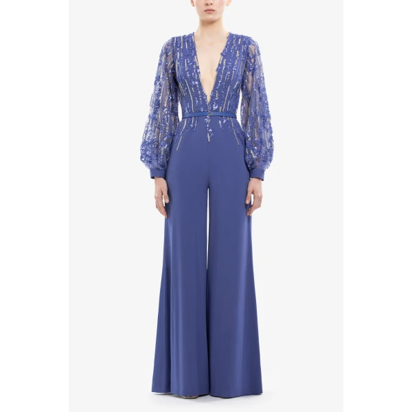 Saiid Kobeisy Crepe Beaded Jumpsuit, view 2