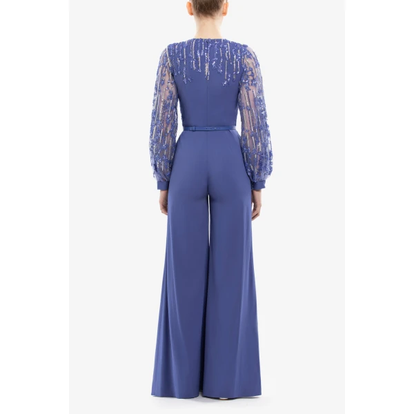 Saiid Kobeisy Crepe Beaded Jumpsuit, view 3