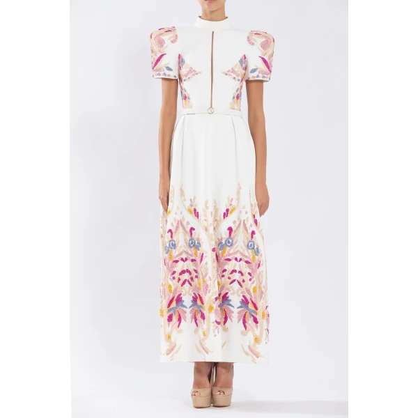 Saiid Kobeisy Crepe Dress With Abstract Beading, view 5