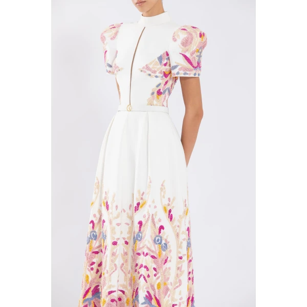 Saiid Kobeisy Crepe Dress With Abstract Beading, view 6