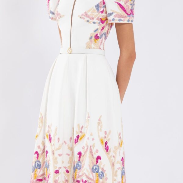 Crepe Dress With Abstract Beading - Image 6