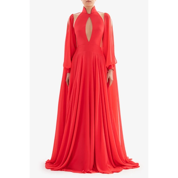 Crepe Georgette Long Dress - Image 5