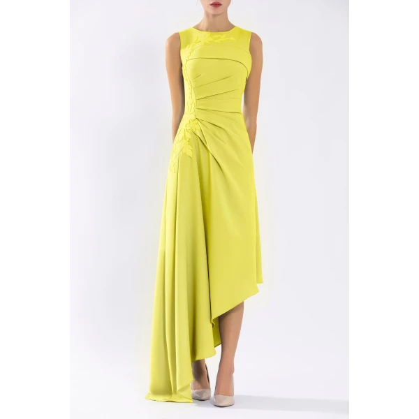 Saiid Kobeisy Crepe High-Low Dress With Matching Embroidery, view 2