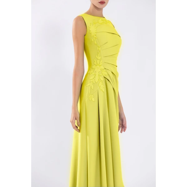 Saiid Kobeisy Crepe High-Low Dress With Matching Embroidery, view 4