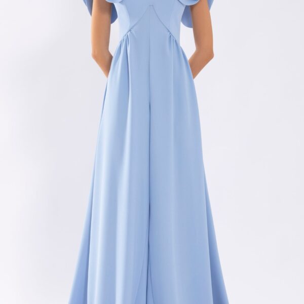 Crepe Jumpsuit With Back Overskirt - Image 5