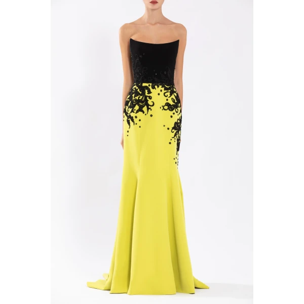Saiid Kobeisy Crepe Mermaid Dress With Embroidery, view 2