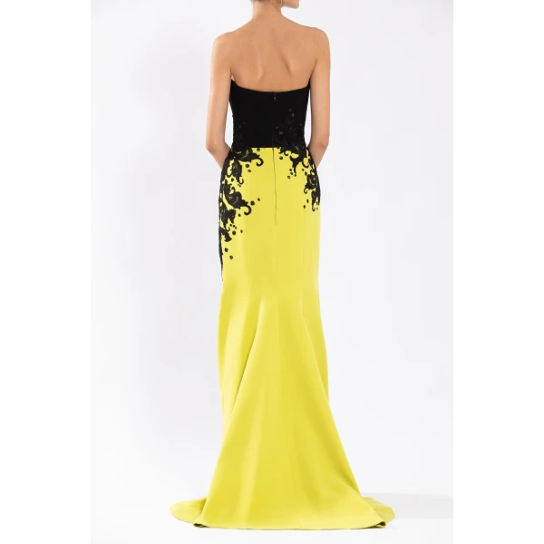 Saiid Kobeisy Crepe Mermaid Dress With Embroidery, view 3
