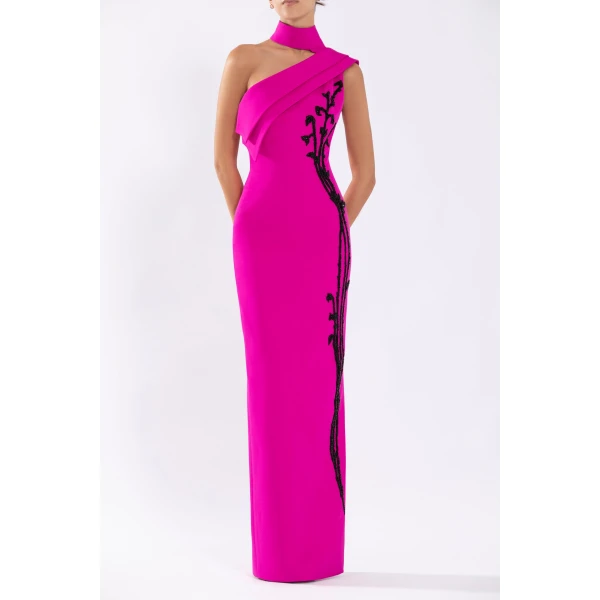 Saiid Kobeisy Crepe Off-Shoulder Dress With Beading, view 5