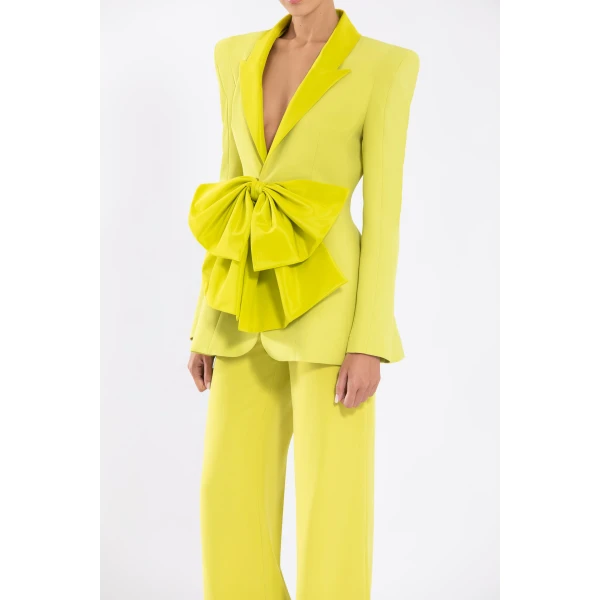 Saiid Kobeisy Crepe Tailored Jacket With Taffeta Collar And Bow, view 6