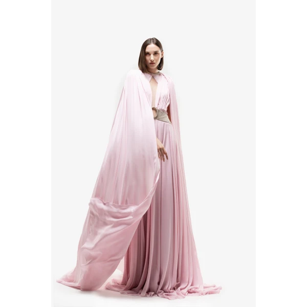 Saiid Kobeisy Crystal Embellished Draped Dress, view 2