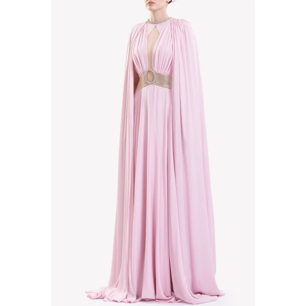 Saiid Kobeisy Crystal Embellished Draped Dress, view 6