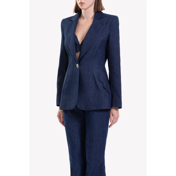 Saiid Kobeisy Denim Tailored Jacket, view 4