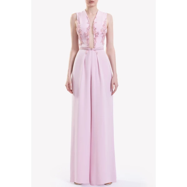 Saiid Kobeisy Embellished Crepe Jumpsuit, view 3