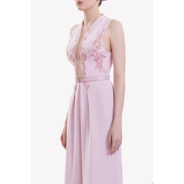 Saiid Kobeisy Embellished Crepe Jumpsuit, view 4