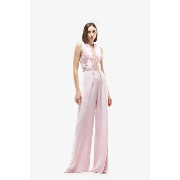 Saiid Kobeisy Embellished Crepe Jumpsuit, view 5