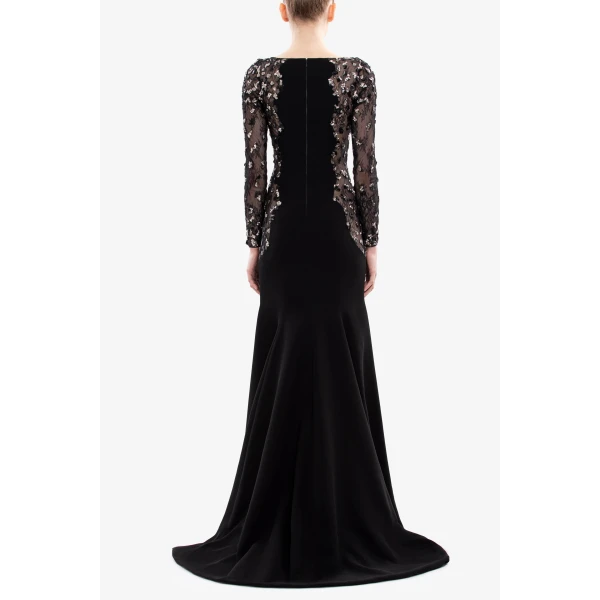 Saiid Kobeisy Embellished Crepe Long Dress, view 3