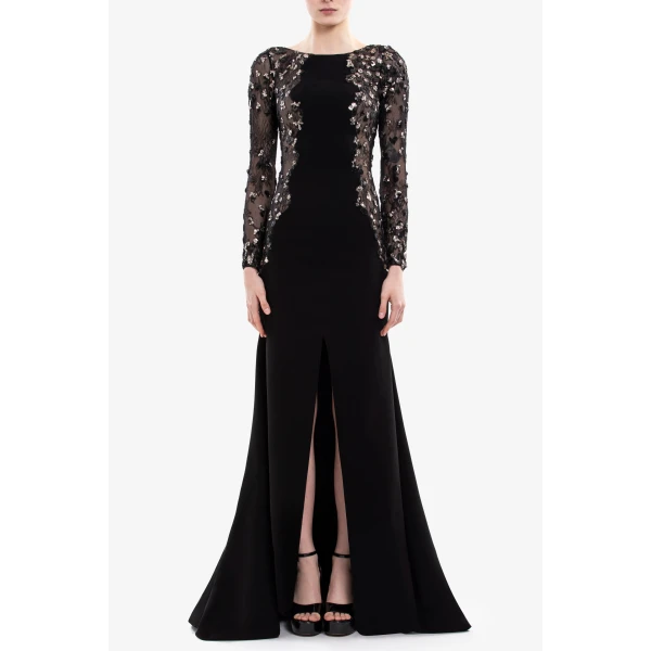 Saiid Kobeisy Embellished Crepe Long Dress, view 5