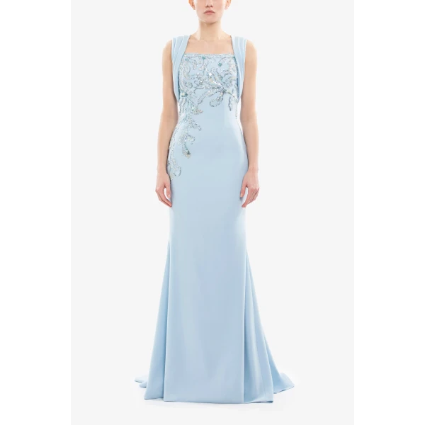 Saiid Kobeisy Embellished Long Crepe Dress, view 2